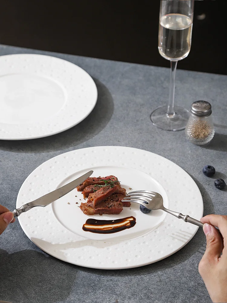 

Большая тарелка для стейка, креативная тарелка для западной кухни, тарелка для пасты, для ресторанов и домашнего использования, белая, Cerc Di Fre Sle