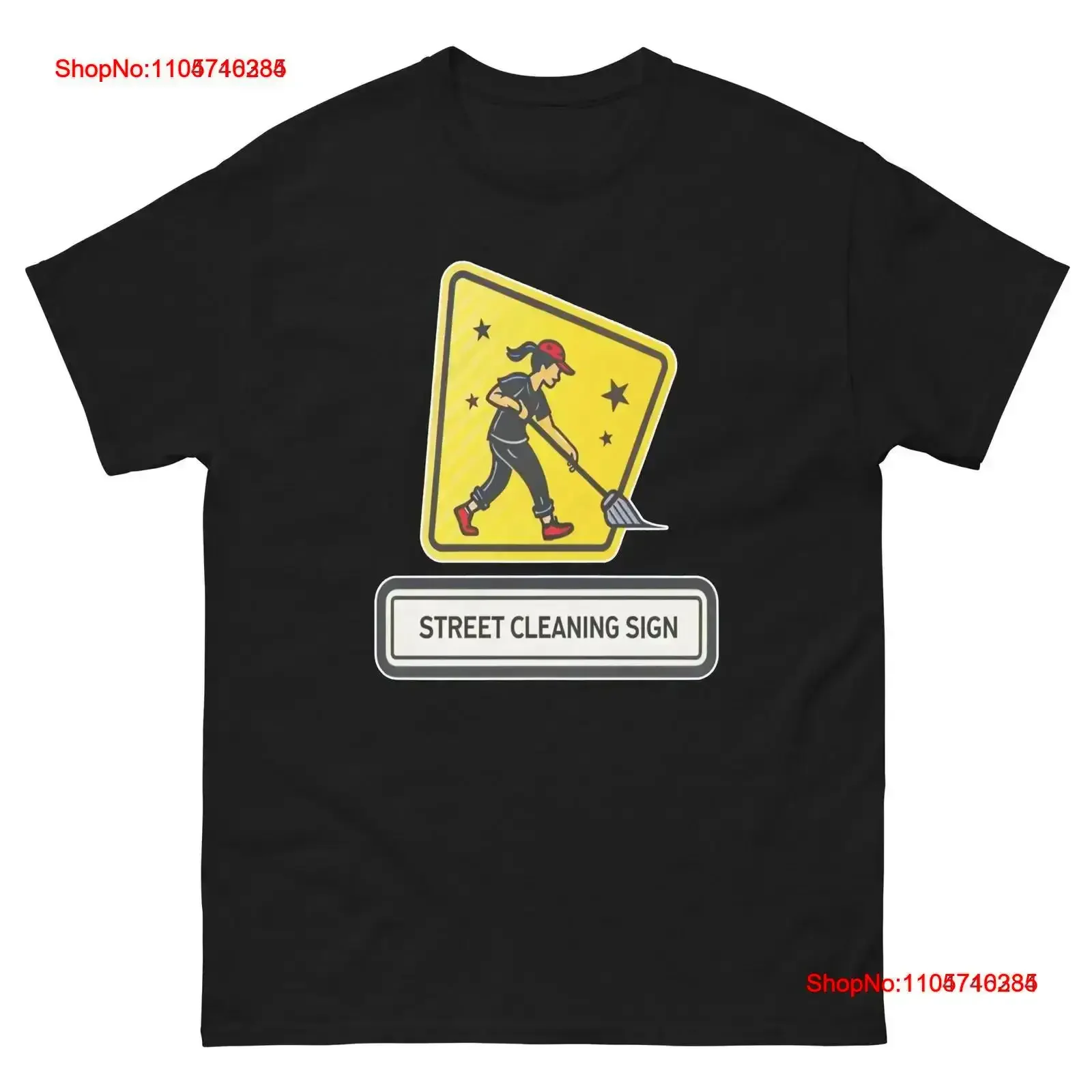 Street Cleaning Sign Object Place Item Urban T Shirt vintage Washed Top For Everyday Wear Stretched Casual graphic Slightly