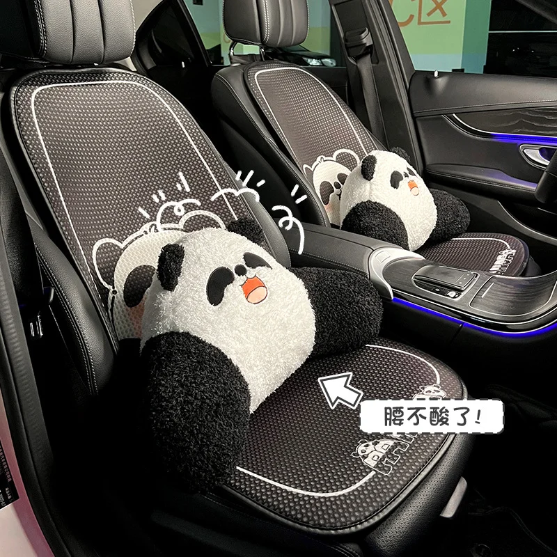 Car Cushion Simple Cartoon Cute Panda Ice Mesh Four Seasons General Purpose Car Seat Cushion