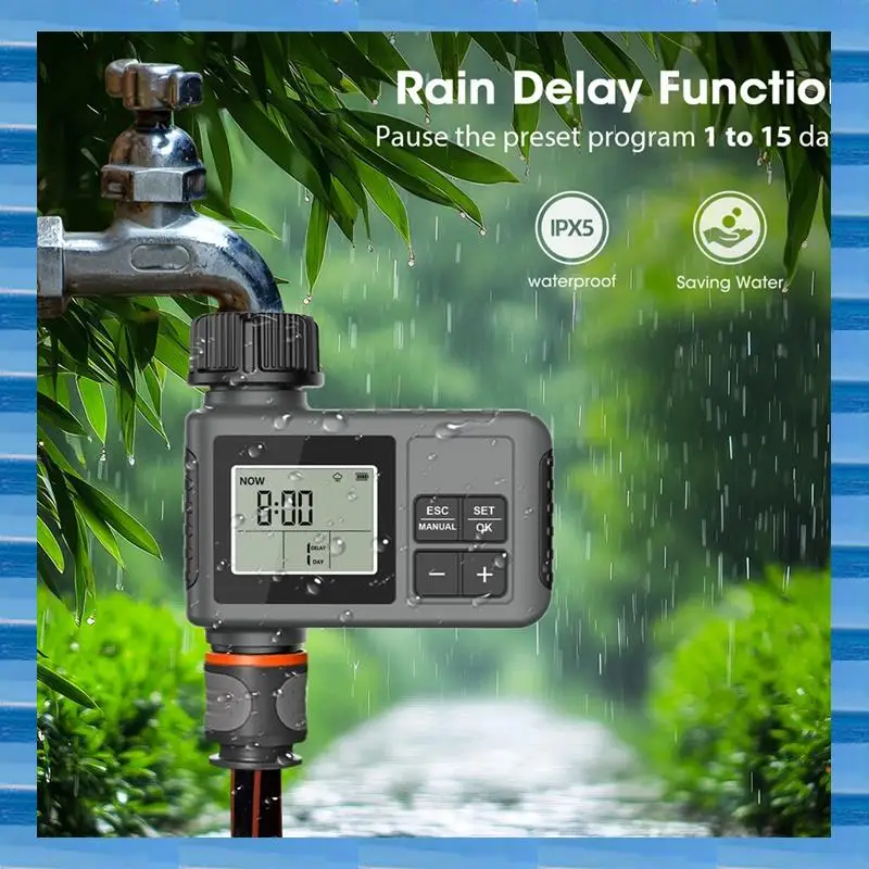 AT53 Smart Water Timer Intelligent 1-Outlet Irrigation Watering System Sprinkler Timer Garden Programmer LCD Display