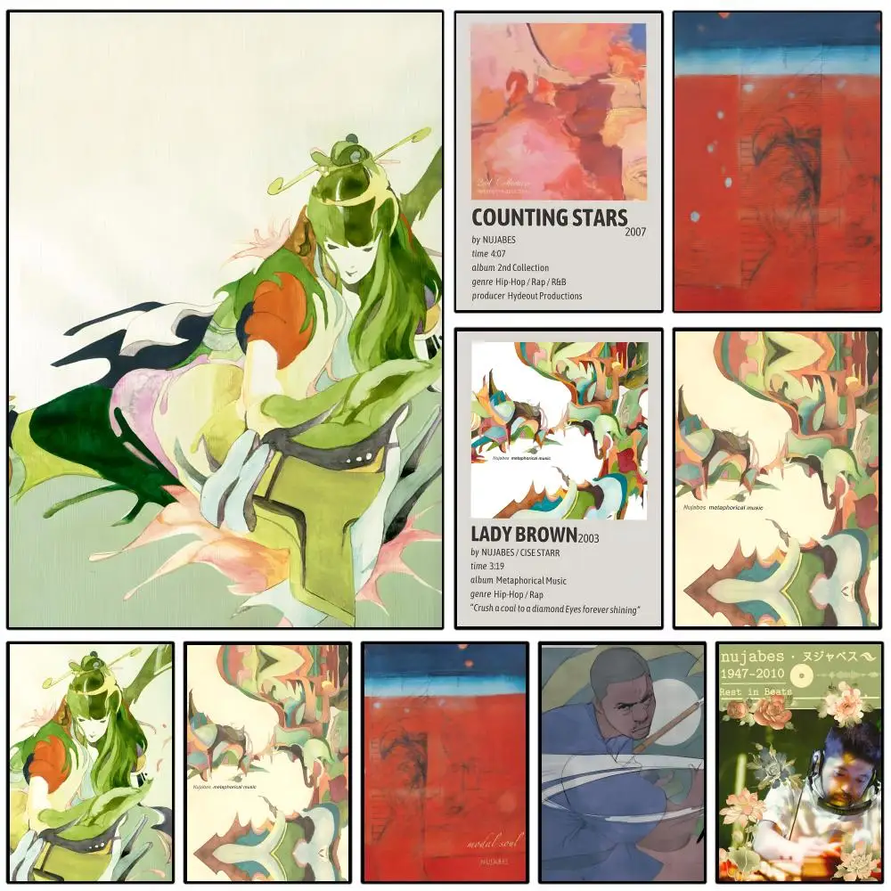 Póster de Jazz Hip Hop Nujabes luv(sic) HD, decoración de pared autoadhesiva para el hogar, oficina, dormitorio y más, opción de regalo ideal
