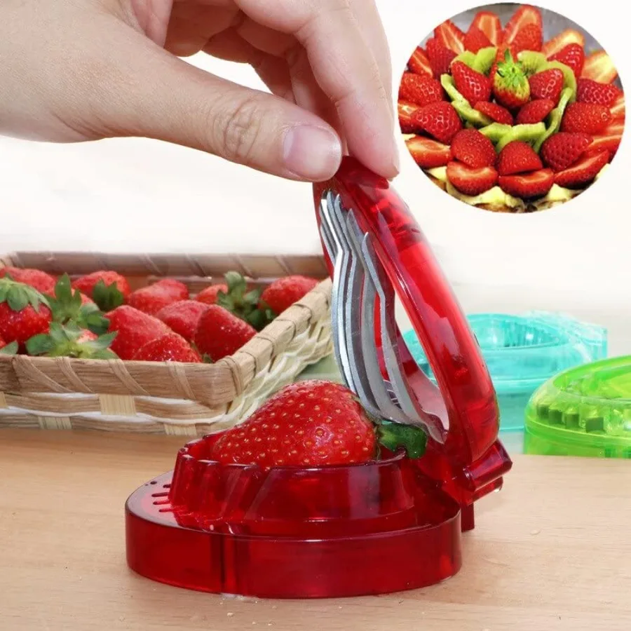 3 stks Aardbei Slicer Cutter Corer met Bladsteel Remover voor Keuken Salade en Cake Voorbereiding Inclusief 2 Verstelbare Stam Re