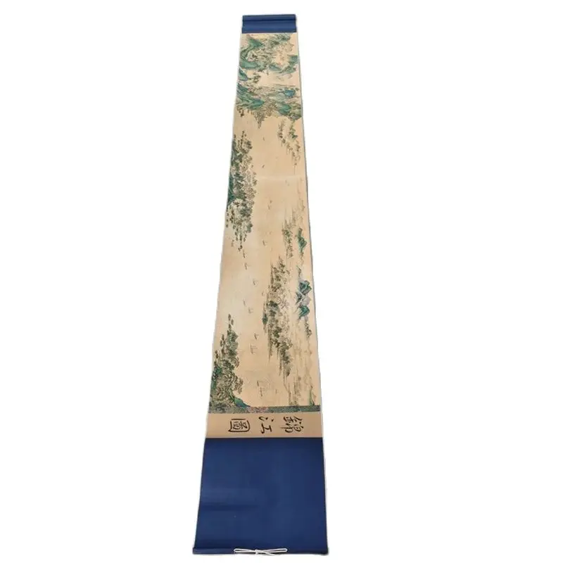 

Chinese Old Long Scroll Paper Character Celebrity Calligraphy and Painting Jinjiang Painting