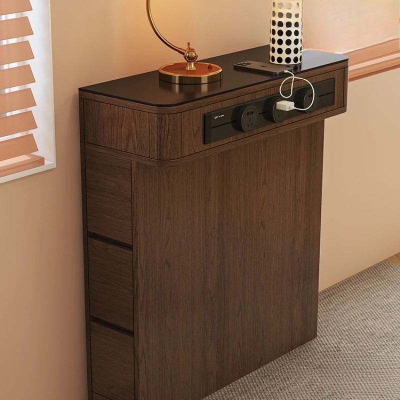 

Extremely Narrow Rock Slab Island in A Separate Cabinet, Antique Small Apartment Mini Household Multi-functional Dining