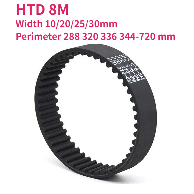 HTD 8M Closed Loop Rubber Synchronous Belts Pitch 8mm Width 10/20/25/30mm Perimeter 288 320 336 344-720 mm Arc Tooth Timing Belt