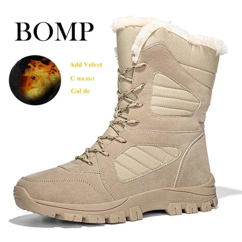 

Winter Plush Sand Hiking Shoes Men High-top Leather Warm Snow Shoe Women Nonslip Wearable Men's Outdoor Boots botas para hombre