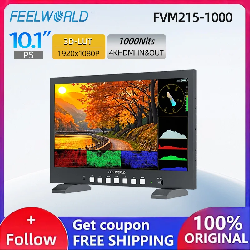 

FEELWORLD FVM215-1000 21,5-дюймовый профессиональный монитор 3G-SDI, 1000 нит, высокая яркость, Full HD, IPS, 4K60 Гц, HDMI