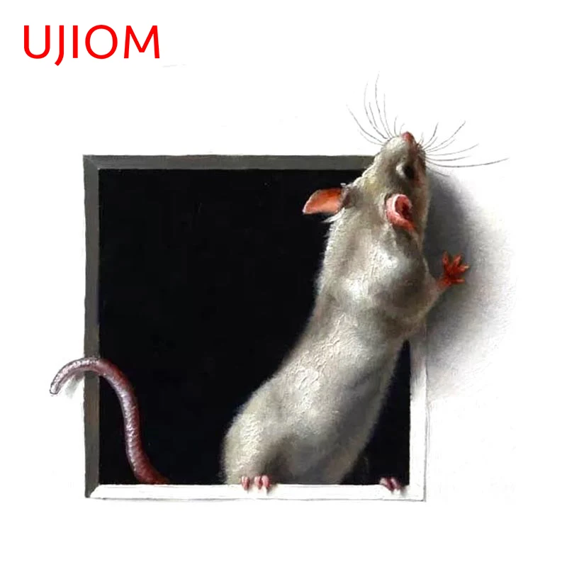 UJIOM 13cm x 12.2cm Cute Room Decoration Mouse Hole Wall Stickers Personality Bedroom Decals Scratch-Proof House Decoration