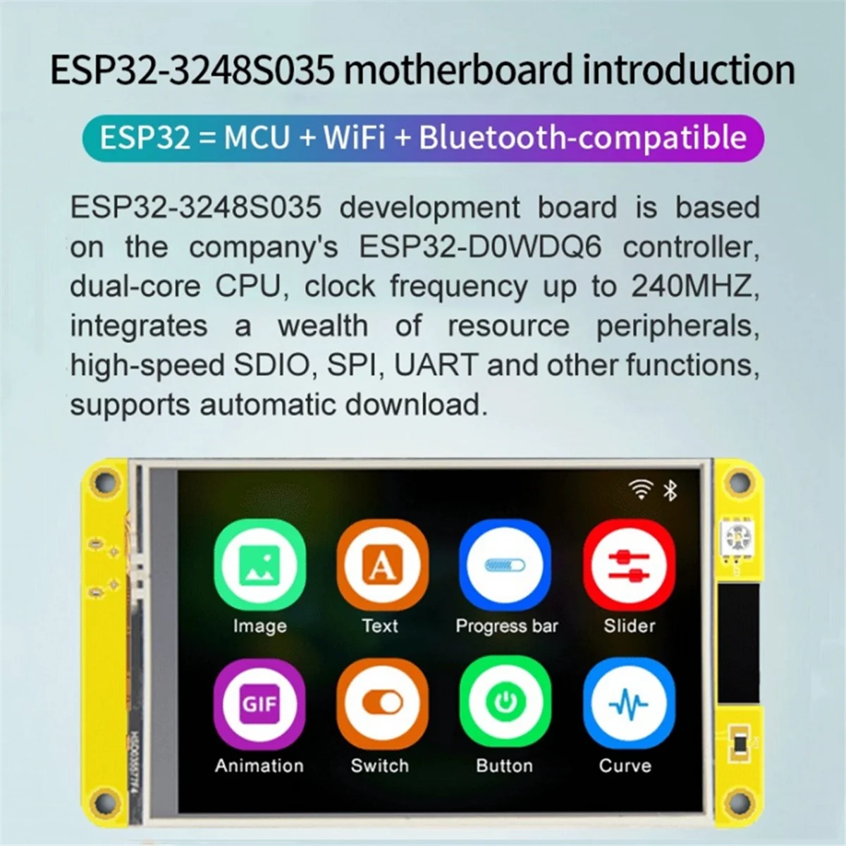 스마트 디스플레이 아두이노 LVGL ESP32 와이파이 및 블루투스 개발 보드 화면, LCD TFT 모듈-A, 3.5 인치