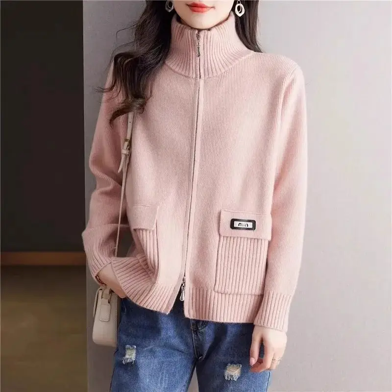 

zipper cardigan coat Ladies 2026Autumn winter new Explosions mother sweater women's Jacket loose wool sweater thick knitwear Top