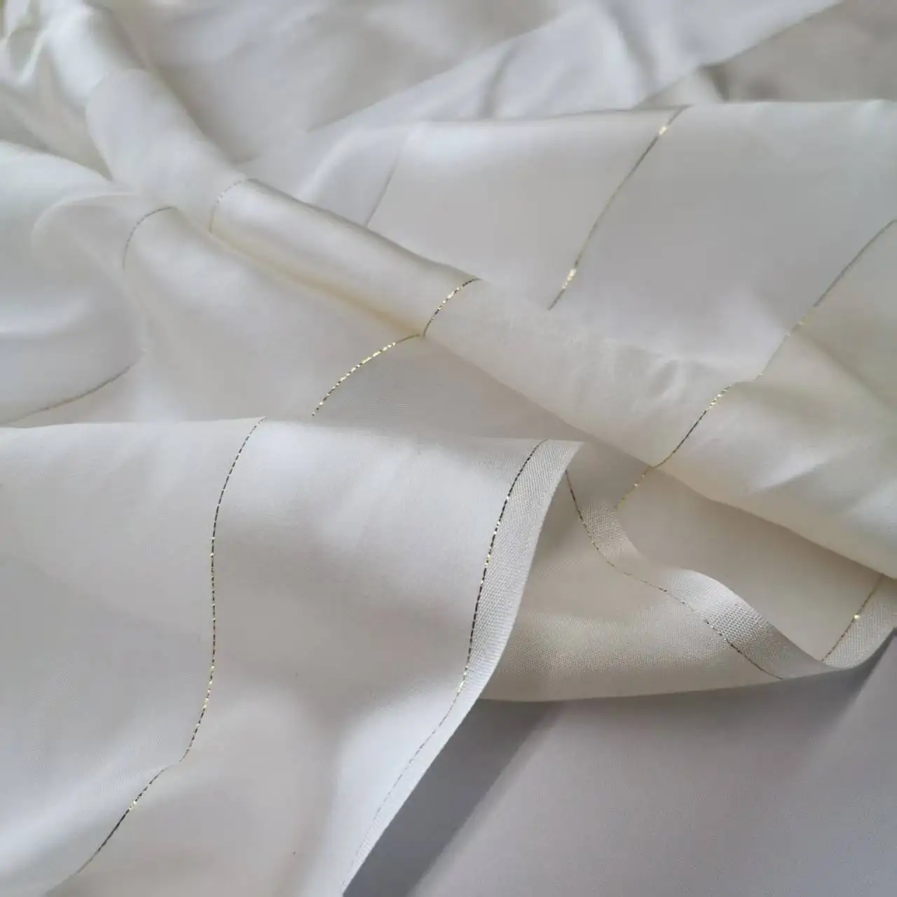 

Wide Stripe Satin Gauze Mulberry Silk Fabric Metallic Jacquard DIY Cloth Dress Scarf Material