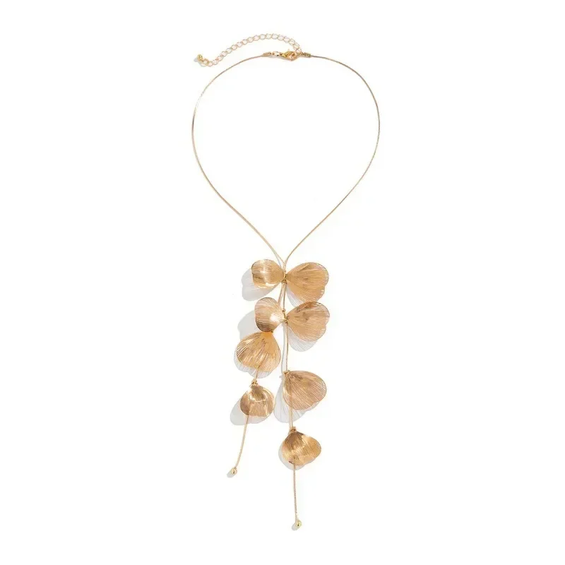 Modern Jewelry Luxury Temperament Big Flower Leaf Tassel Necklace For Women Female Gifts Delicate Design Accessories