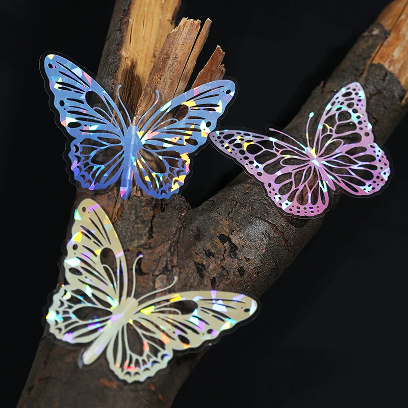 80 قطعة/4 ظهر من ملصقات الفراشة PET، ملصقات قرطاسية مع لمعان، مناسبة لألبومات الصور المصنوعة يدويًا وتزيين زجاجات المياه