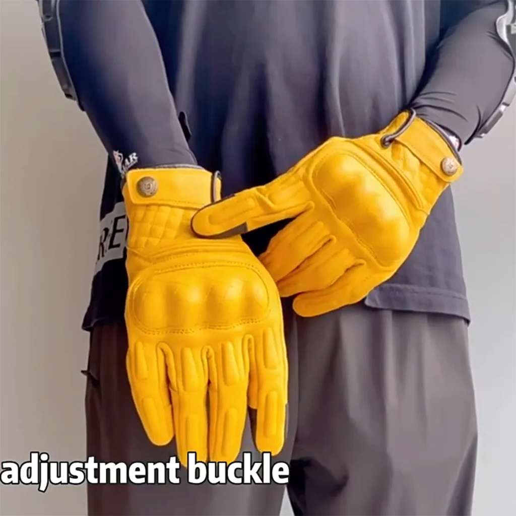 

Retro Leather Motorcycle Gloves for Men & Women Protective Motorbike Glove With two-finger Touch Screen Perfect for Summer