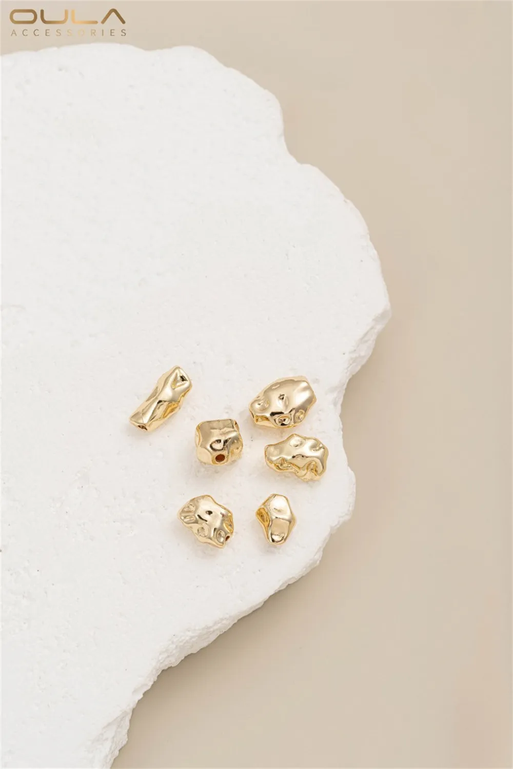 

14K Gold-plated Irregular-shaped Stone Beads with Irregular Spacers, Baroque-style Pearl Necklace, Bracelet and Accessory