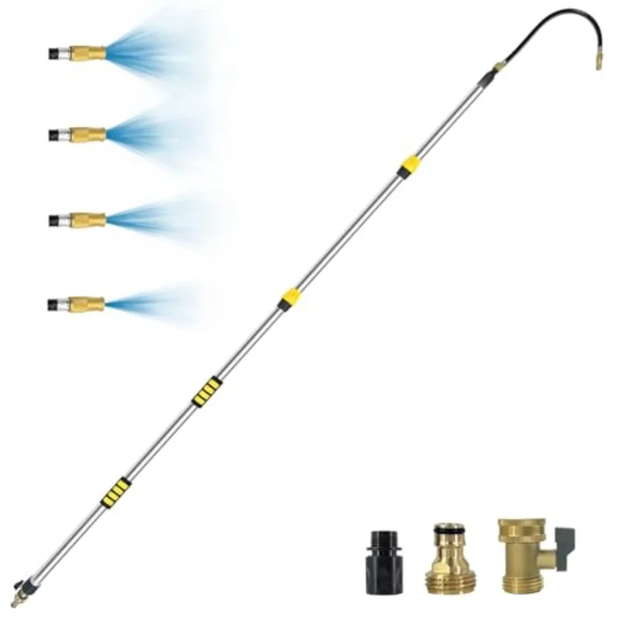 

Телескопический инструмент для чистки водостоков длиной 18 футов, для работы сидя на земле, с насадкой для шланга, для очистки дождевых водостоков