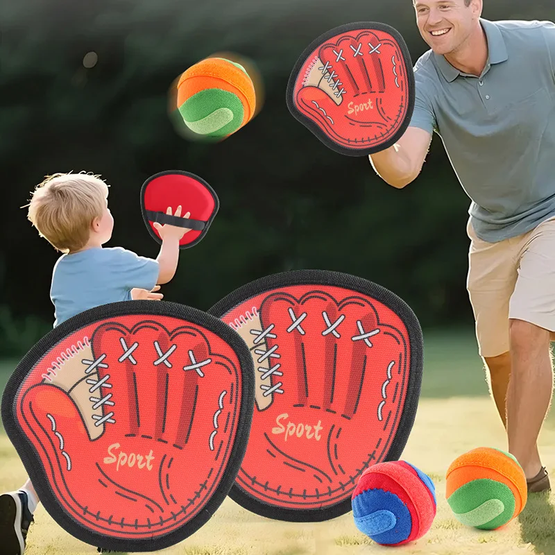 Children Throwing Sticky Target Racket Set Toys Velcro Adhesive Ball Indoor Outdoor Partner Parent-child Interactive Sports Toys