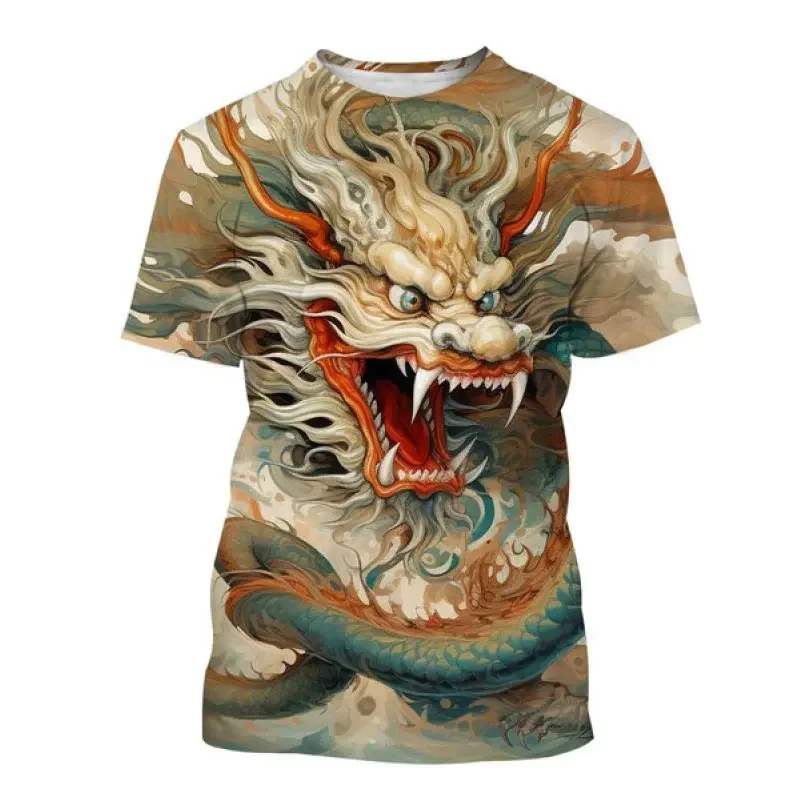 Dragon Cool Harajuku Printed Cartoon Art Men's And Women's Round Neck Short Sleeve Fashion Casual Street Hip Hop T-shirt