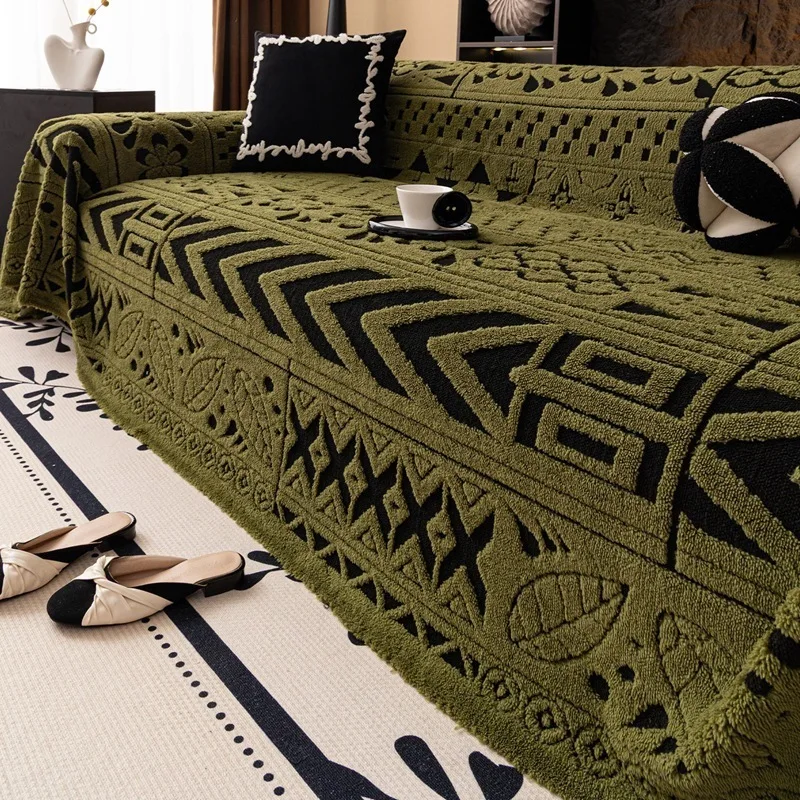 

Одеяло для дивана разных размеров, плюшевая жаккардовая мебель с геометрическим рисунком, пылезащитный чехол для гостиной, флисовые бархатные чехлы для диванов