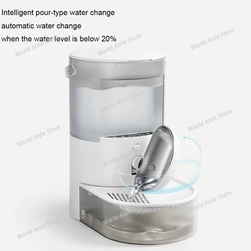 Stainless Steel Cat and Dog Water Fountain Automatic Self-Cleaning Pet Water Fountain with Rotary Flush Battery Powered