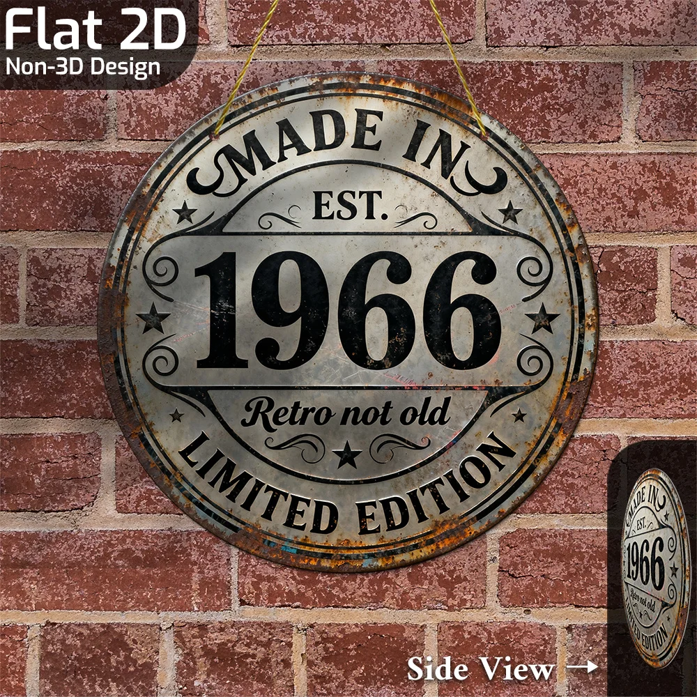 2D Flach - 2D Ebene, 1 Stück, Vintage Metall-Aluminium Dekoratives Schild (20 x 20 cm), Ab 1966 - Über 60 Jahre Vintage-Essenzen