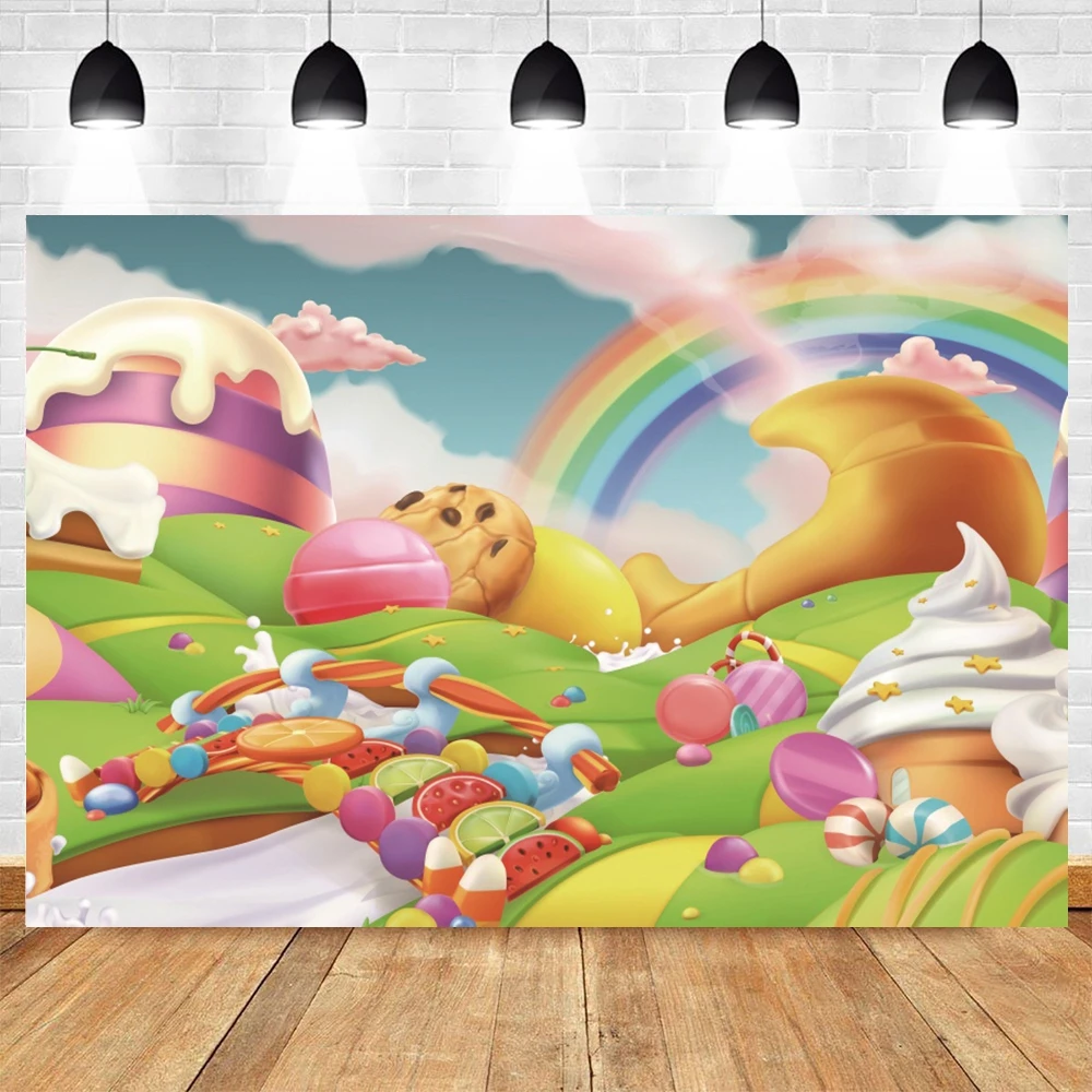 Милый фон для фотосъемки с изображением замка кандиленда леденцов дома детей портрет вечеринка в честь рождения ребенка декор для вечеринки