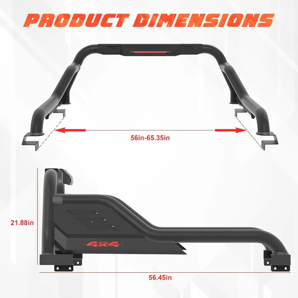 トラック荷台ロールバー、ユニバーサル調整可能チェイスラックスポーツバー、フルサイズ＆ミッドサイズトラック用、フォードF-150/F-25対応
