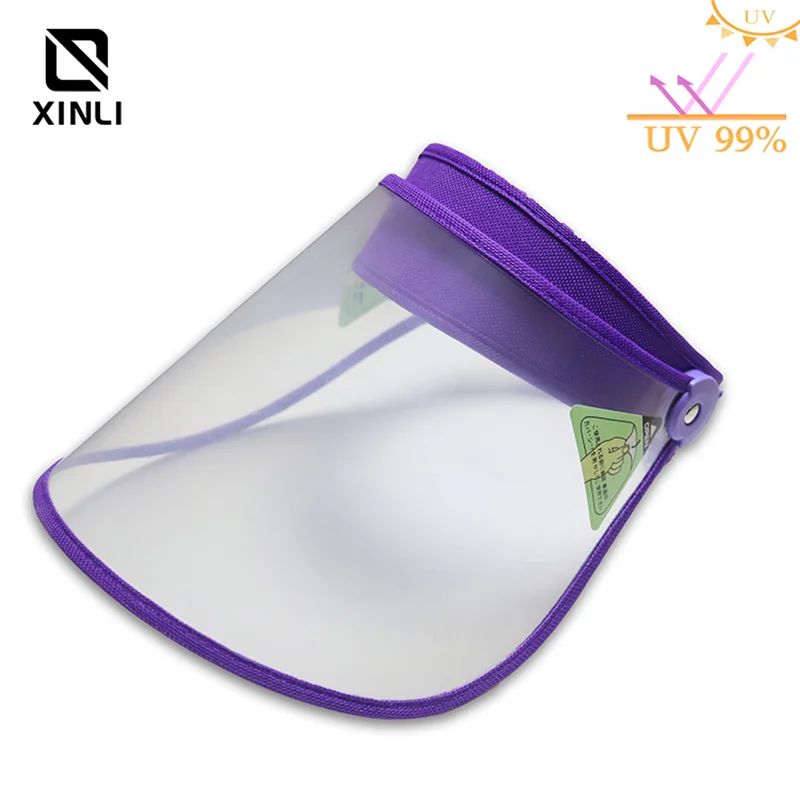 

Fashion Outdoor UV Protection Sun Visor Hat Purple Headband with Transparent Lenses Plastic PVC Empty Top Hats Sport Golf Cap