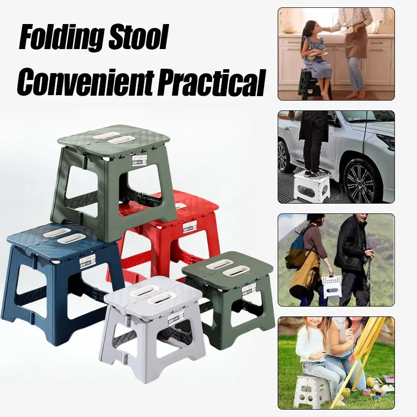 Tabouret Portable pour enfants, chaise pliable en plastique épais avec poignée pour usage intérieur/extérieur, Camping, randonnée, barbecue, chaise de pêche