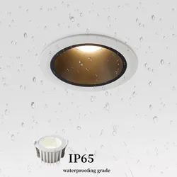 Wodoodporne reflektory typu downlight IP65 wbudowane antyodblaskowe punktowe reflektory LED COB łazienka kuchnia okap taras zewnętrzny