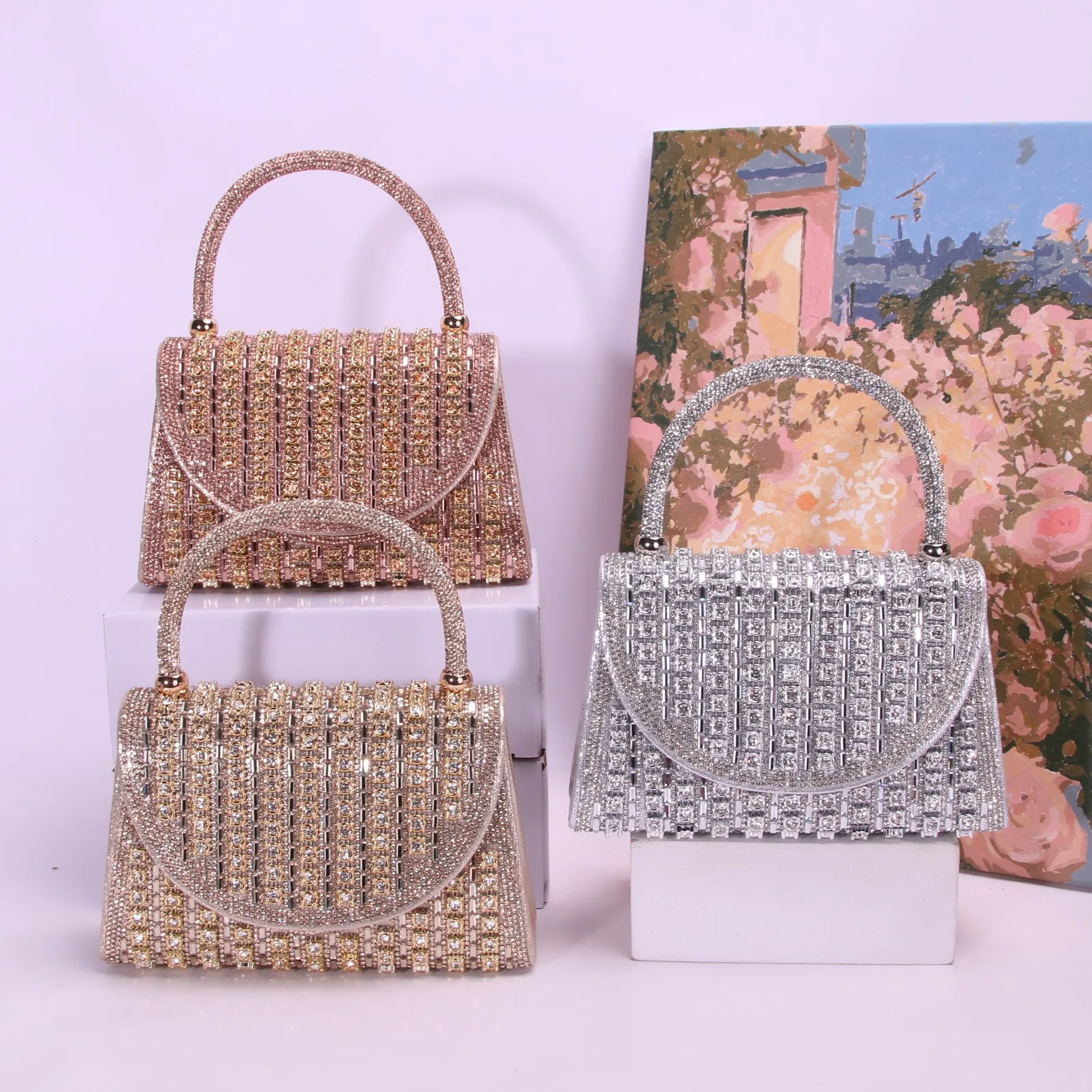 Celebrity banquet diamond bag cheongsam women's handbag temperament celebrity retro diagonal span bag