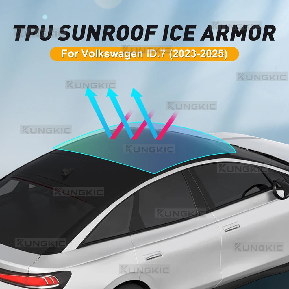 

For VOLKSWAGEN ID.7 2023 2024 2025 TPU Ice Armor Heat Insulation Car PPF Accessories Pre-Cut Sunroof Protection Film Roof Window