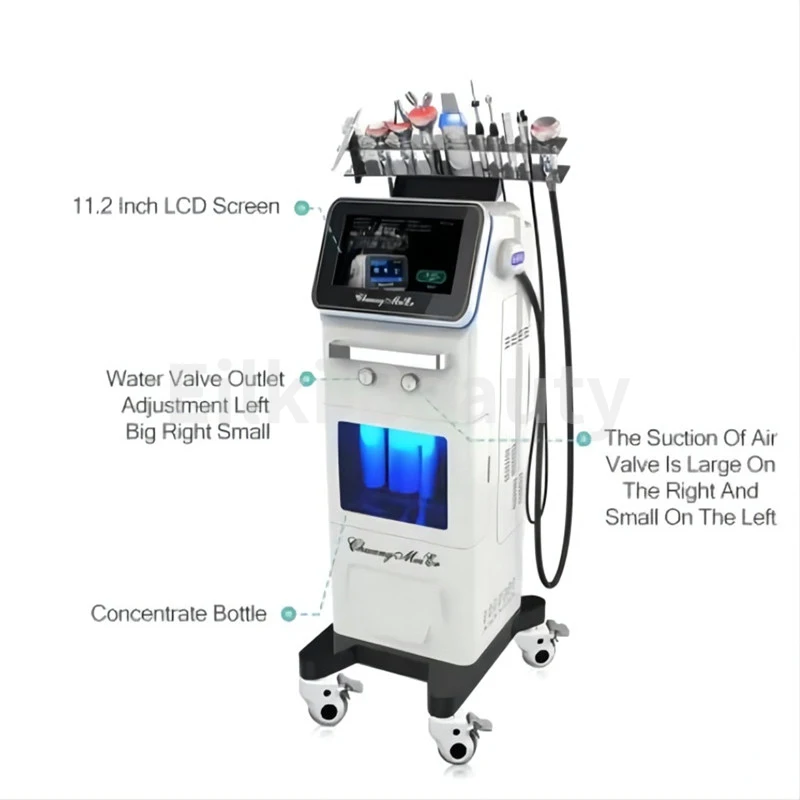 Hot 10 In 1 Diamant Dermabrasie Machine Huidbehandeling Bio Gezicht Strakker Huid Diep Reinigend Zuurstofwater Gezichtsschoonheidsapparaat