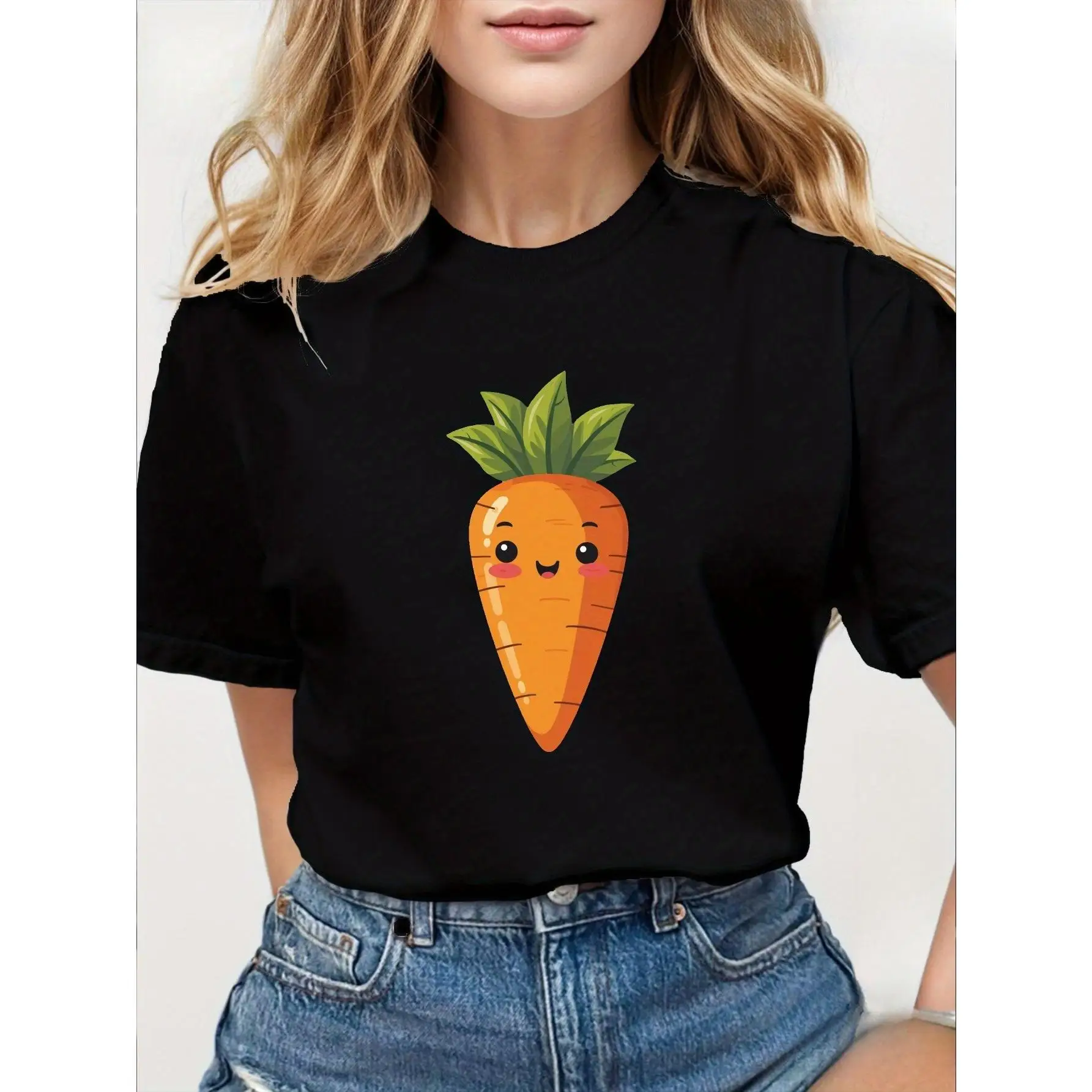 

Милая футболка с рисунком моркови, эстетический топ Kawaii Vegetable, забавный веганский подарок для женщин