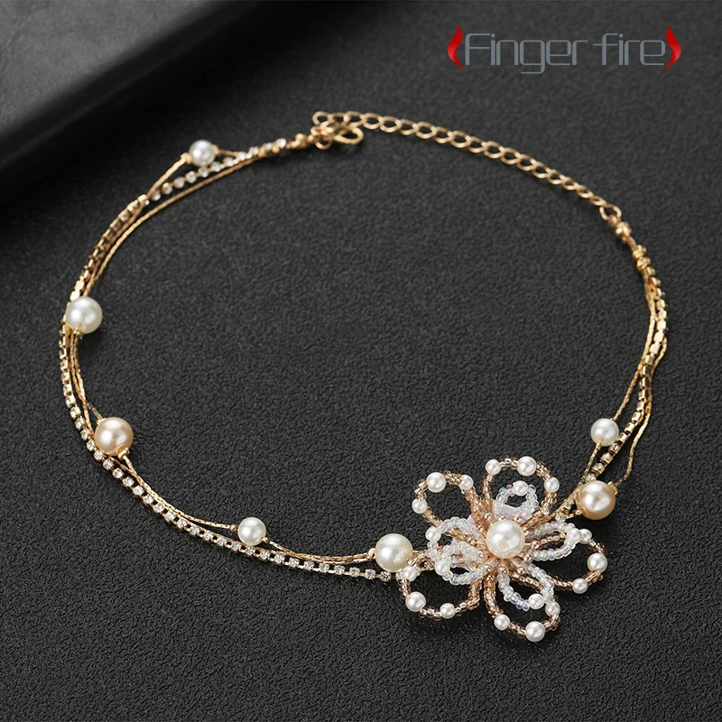 

Exquisite Gold Plated Flower Shape Women Necklace Anniversary Gift Beach Party Jewelry Quality of Life Work Noble