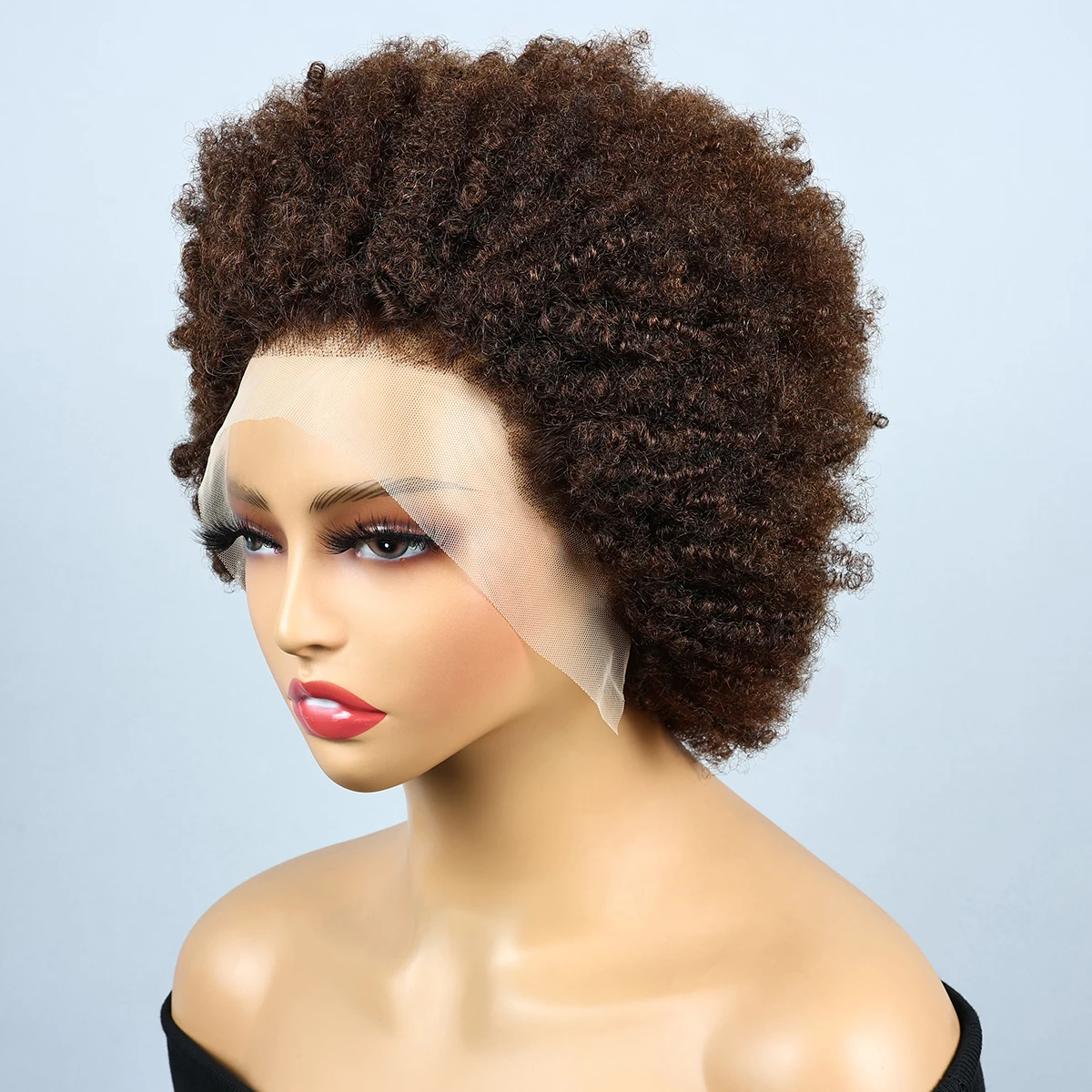 Miss Rola Afro kinky Curly Wigs Brazilian Brown 13x4 Lace Front Human Hair Wigs Remy #4 Afro Kinky Lace Frontal Wigs 250%