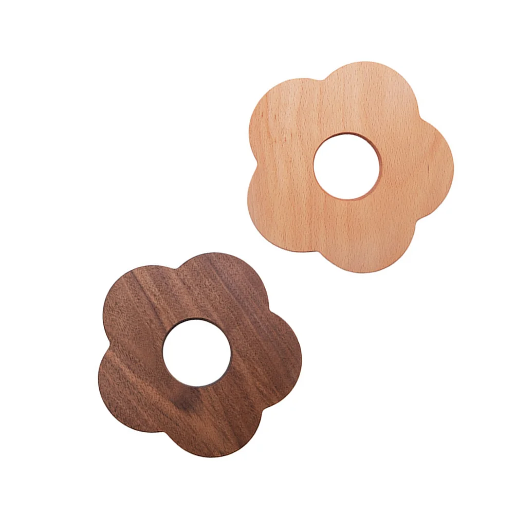 

2Pcs Natural Wood Heat Insulated Cup Mats Flower Design Wooden Coasters Home Table Mat Heat Resistant Decorative Cushion
