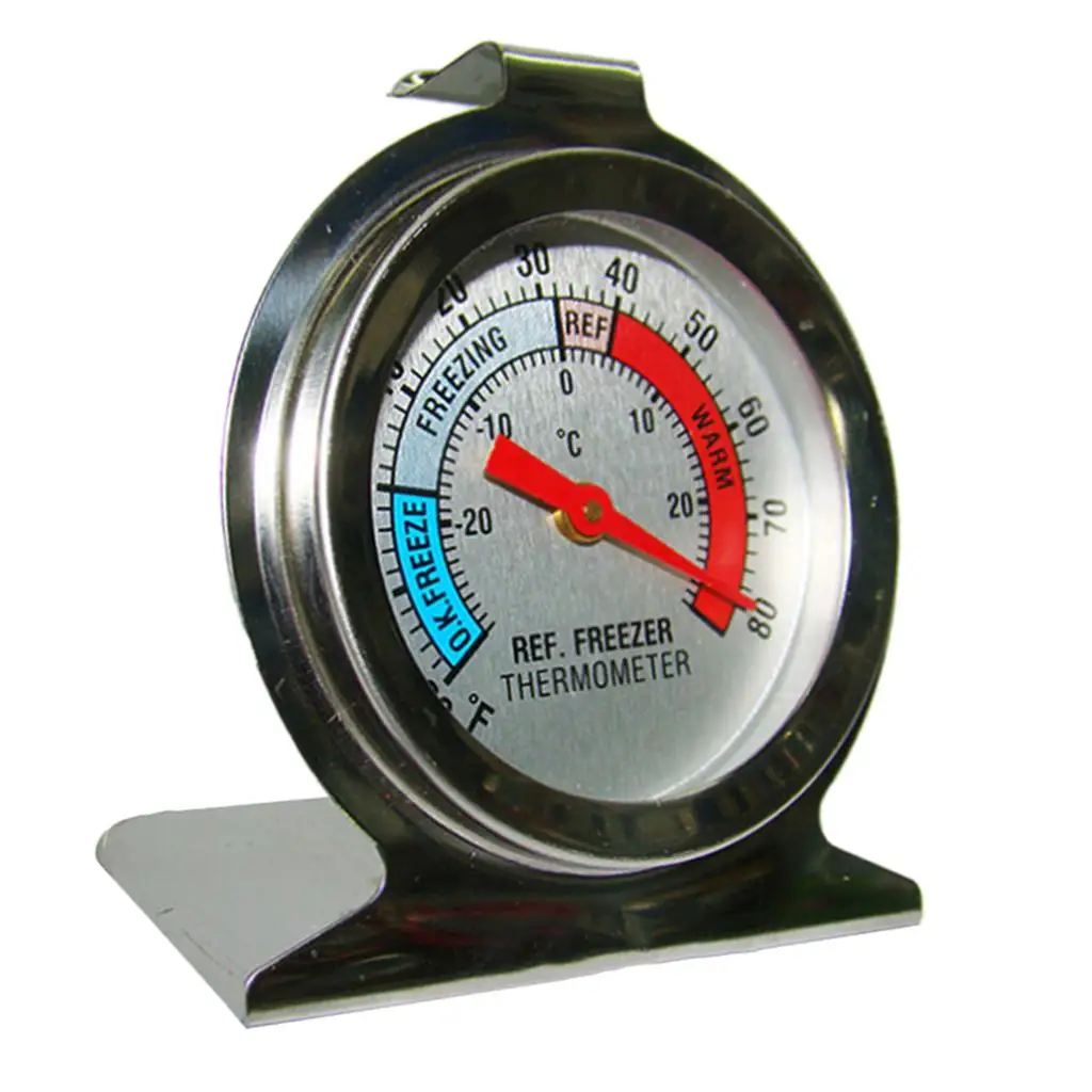 Durable Stainless Steel Refrigerator Thermometer Easy to Hang Fridge Freezer Temperature Gauge for Kitchen Application