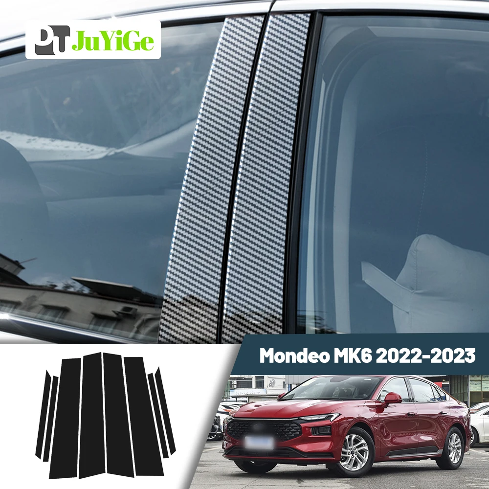 Glossy Black Carbon Fiber Window Door Deal B C Pillar Post Cover Sticker For Ford Mondeo MK6 2022-2023