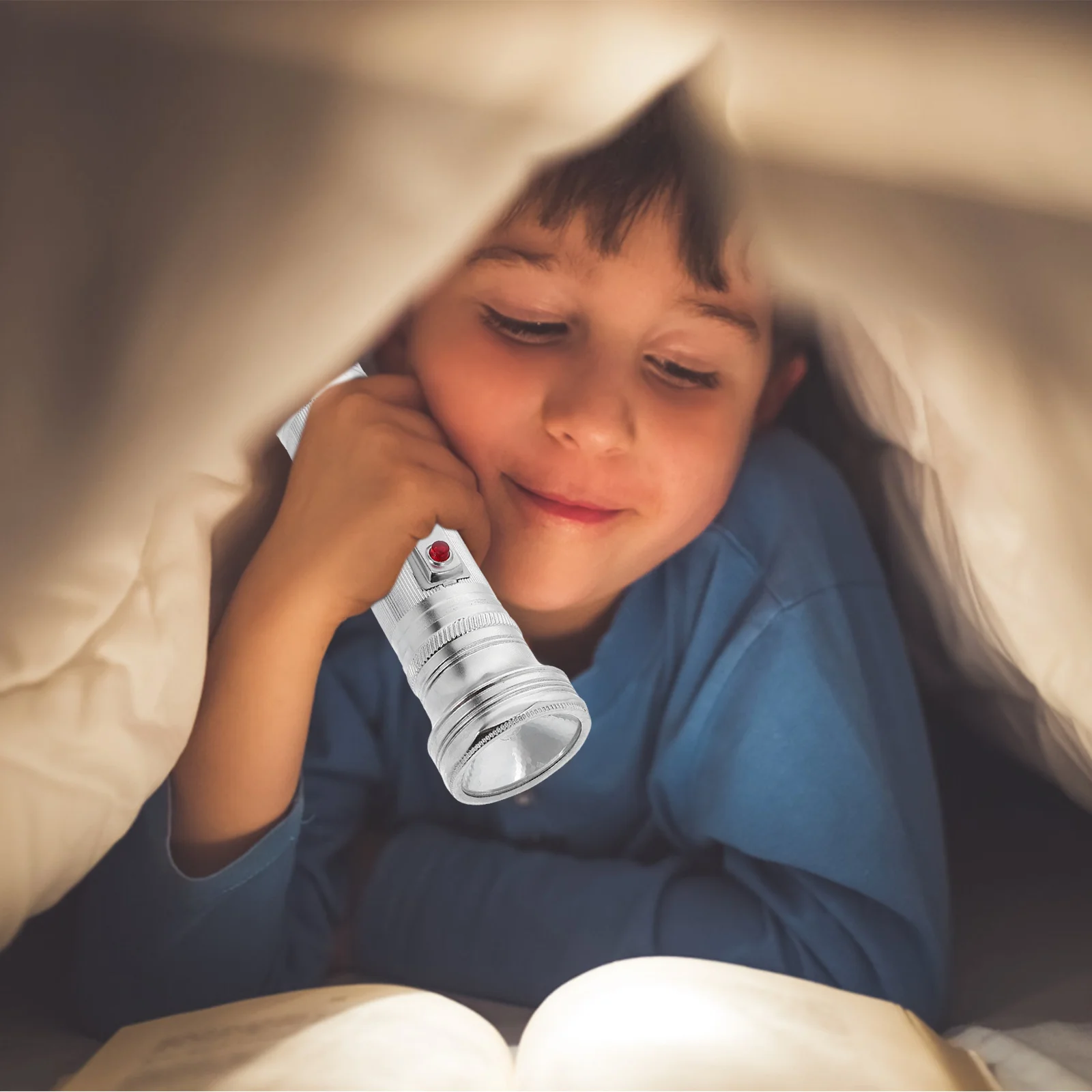 مصباح يدوي معدني قديم الطراز عتيق 80s شعلة محمولة باليد تعمل بشكل موثوق به غلاف معدني محمول ضوء القراءة الليلية #1