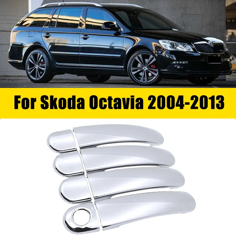 

Door Handle Cover Chrome For Skoda Octavia Tour Fantasia Scout Mk2 1Z 2004-2013 Anti-scratch Car Door Trim ABS Car Accessories