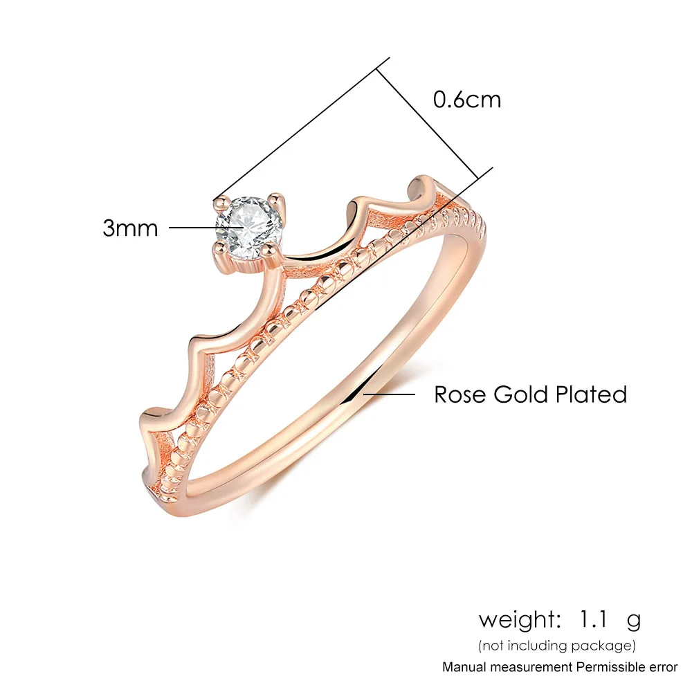 ZHOUYANG Rings For Women light Luxury Style Princess Crown Zircon Rose Gold Color Daily Party Finger Ring Fashion Jewelry R020