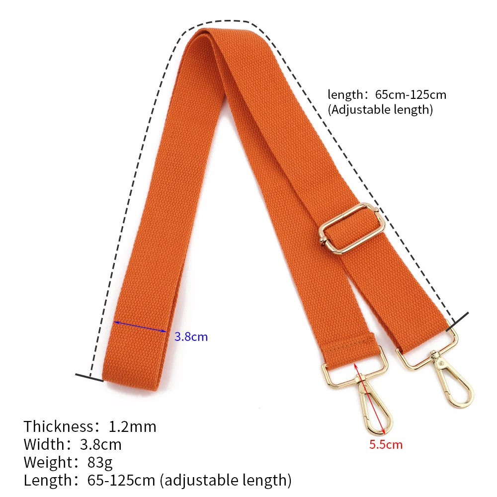 3.8cm Wide Shoulder Purse Strap Replacement Adjustable Belt Canvas Bag Crossbody Handbag Messenger Gold Hardware for Women