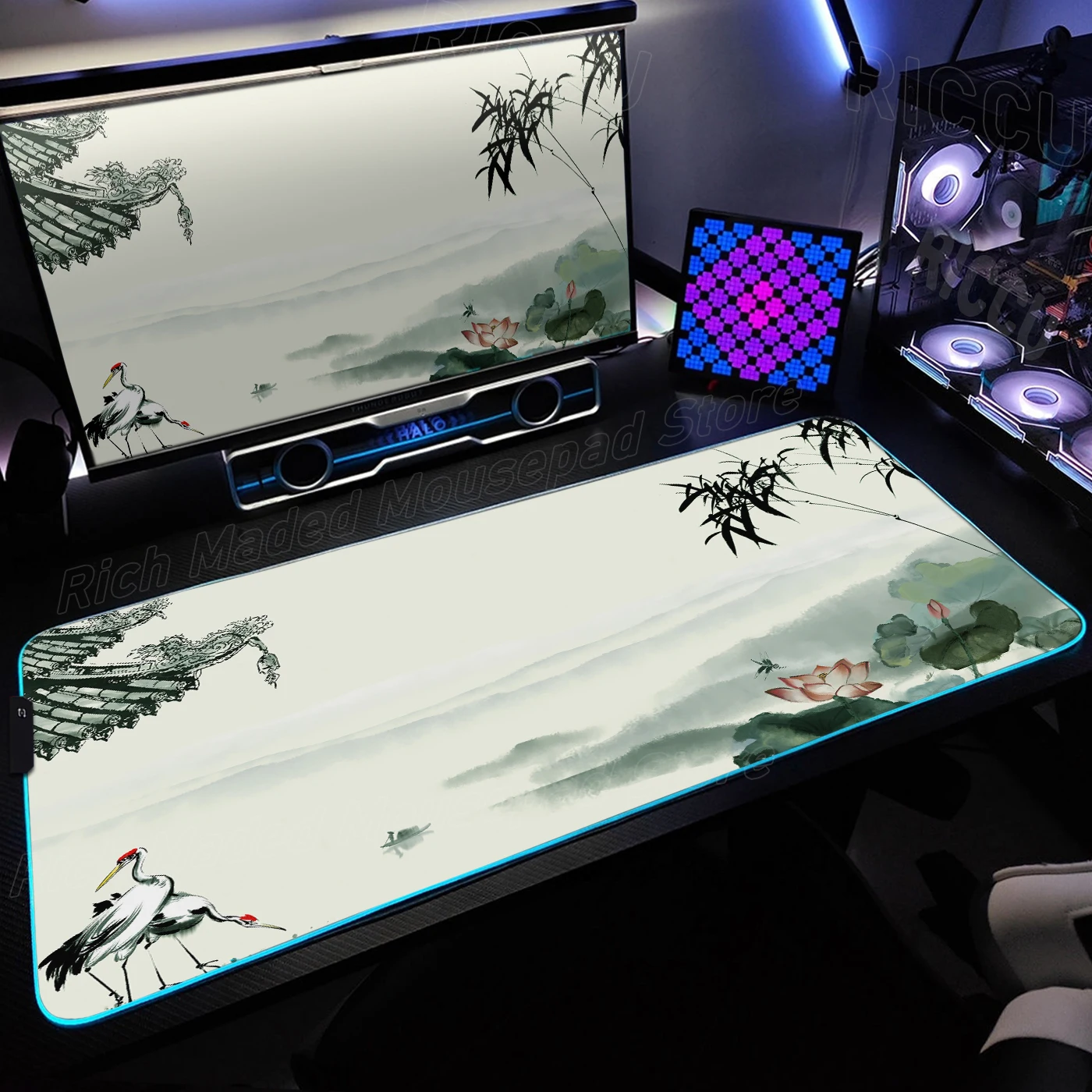 

RGB Large Mouse Pad Ink Landscape Green Plants Mousemats XXL Office Company Mousepad Aesthetic Deskmat Gamer Non-slip Mat Carpet