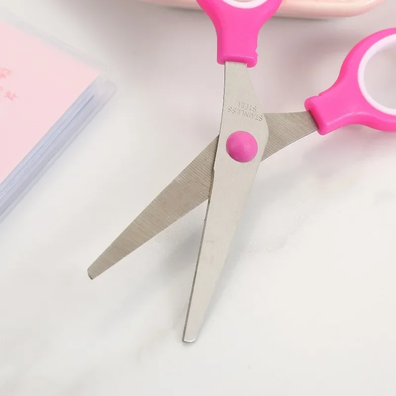5pcs Plastic Handle Hand Scissors Stainless Steel Office Scissors Students Paperscissors Children Safety Scissors Customization