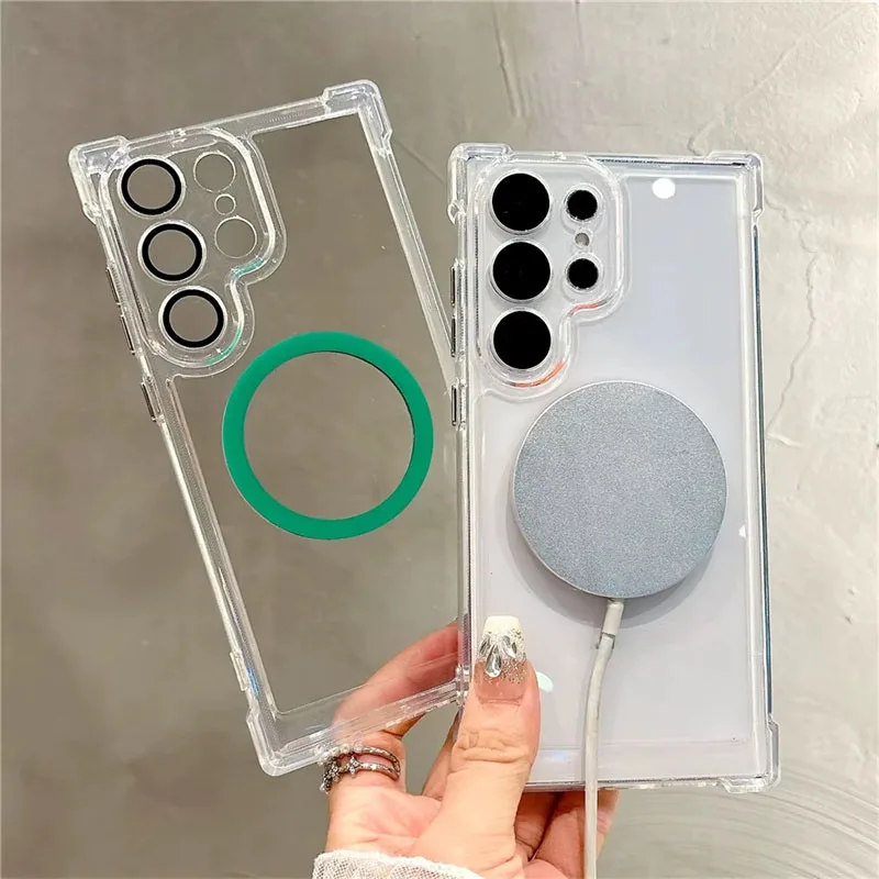 

Clear For MagSafe Case For Samsung Galaxy S25 S24 S23 S22 S21 Ultra Magnetic Phone Cases For Samsung S25 S24 S23 S22 Plus Cover