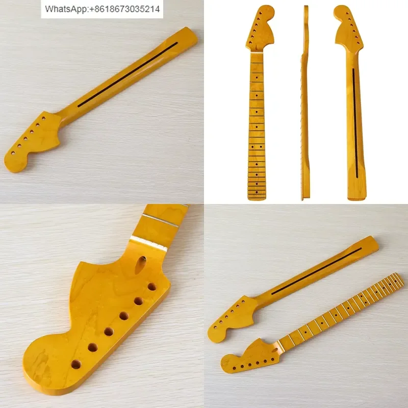 1PC 1PCS Electric guitar neck 6 strings 22 frets big head neck with maple bright yellow back centerline handle