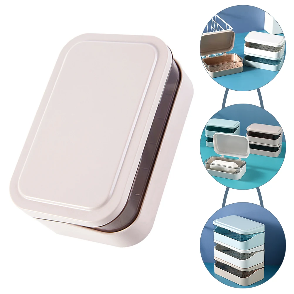 

Double Layer Draining Soap Holder ABS Portable St Bathroom Tray Plastic Dish Non Slip Design For Shower Kitchen