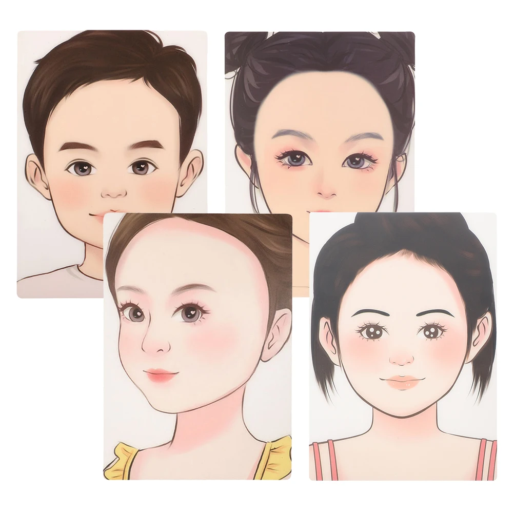 

4pcs Children Face Paint Stencil: Washable Reusable Face Painting Practice Board For Kids Realistic Facial Features Art Creative