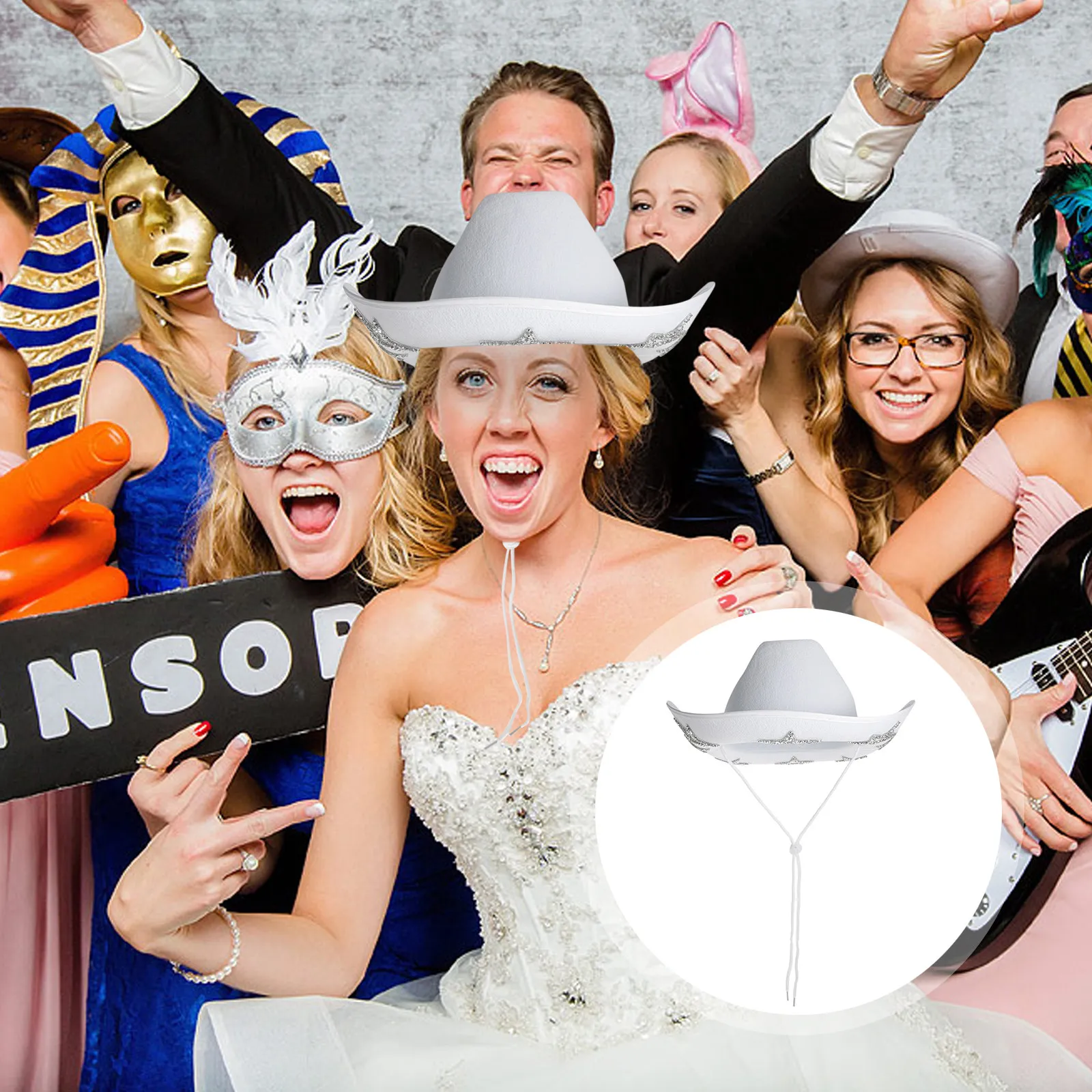

Rhinestone Cowboy Hat Cowgirl Hat Sparkly Pentagram Classic Casual Party Beach Hats for Women Summer Festival Costume Accessory